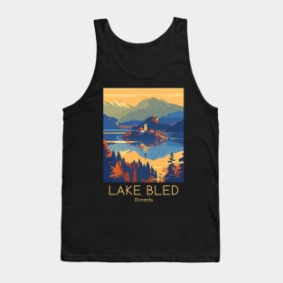 A Vintage Travel Illustration of Lake Bled - Slovenia Tank Top